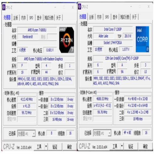 轻薄本怎么选？锐龙7 6800U VS 酷睿i7-1260P大核大显优势明显