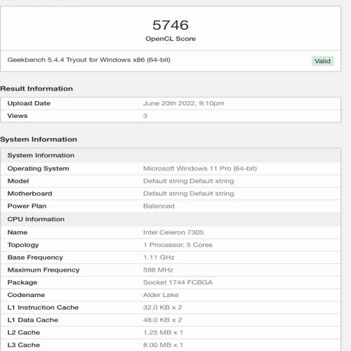 英特尔新款赛扬处理器现身跑分榜：型号为7305